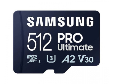 Samsung MicroSD 512GB, pro ultimate, SDXC, UHS-I U3 V30 A2, Read up to 200MB/s, Write up to 130 MB/s, w/SD adapter ( MB-MY512SA/WW )