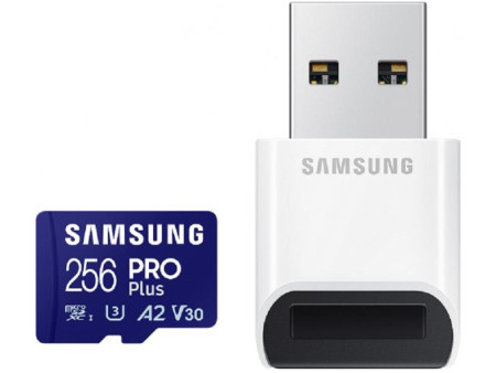 Samsung MicroSD Card 256GB, PRO Plus, SDXC, UHS-I U3 V30 A2 Class10 ( MB-MD256SB/WW )