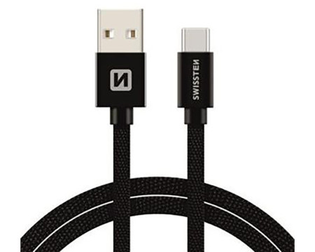 Swissten data kabl tekstil USB na tip C 1.2m crni