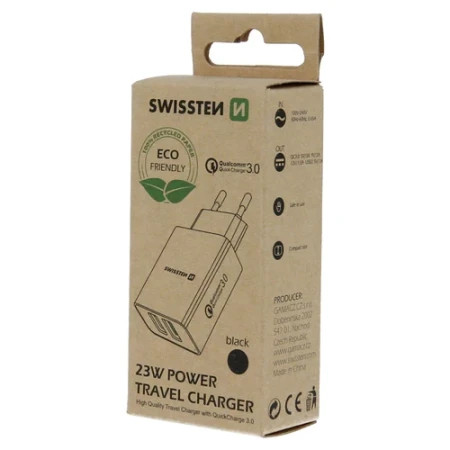 Swissten punjač eco pack 2x USB 23W crna ( 80203 )