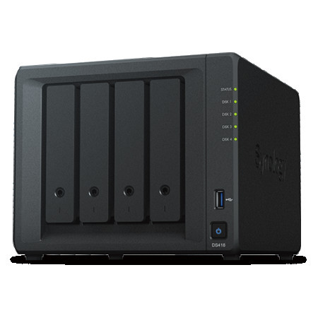 Synology DiskStation DS418, Tower, 4-bays 3.5 SATA HDDSSD, CPU 4-core 1.4 GHz 2GB DDR4 non-ECC 2x RJ-45 1GbE LAN Port 2x USB 3.0 2.28 k - Img 1