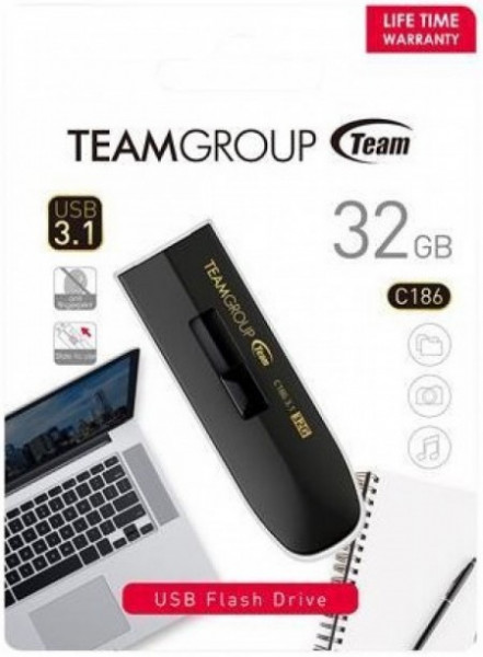 TeamGroup 32GB C186 USB 3.2 BLACK TC186332GB01