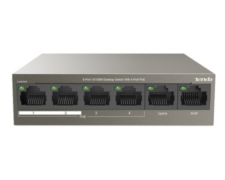 Tenda TEF1106P-4-63W 6-Port 10/100M desktop switch with 4-Port PoE