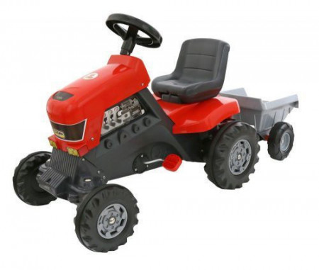 Traktor na pedale za decu sa prikolicom - crveni ( 17/52681 ) - Img 1
