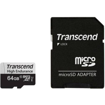 Transcend 64GB microSD w/ adapter U1, high endurance, read/write 95/45 MB/s memorijska kartica ( TS64GUSD350V )