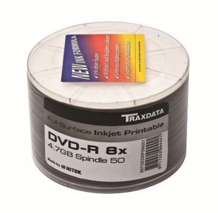 Traxdata DVD-R 8x 4.7 GB PRN F SP50 HQ Full Printable 50 komada spindle beli ( 0234393 ) - Img 1