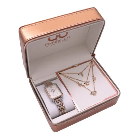 Tulip, poklon set, ručni sat i ogrlica, roze zlatna ( 505052 ) - Img 1