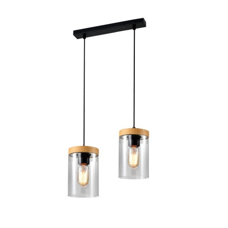 Wels Visilica Crna + Drvo 2x40W E27 ( 15047 )