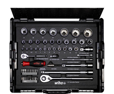 Wiha 44685 set gedora i bitova, 1/4" i 1/2", 60 delova, u L-Boxxu ( W 44685 )
