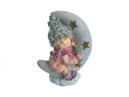 Willy, novogodišnja dekoracija, devojčica i mesec, 18cm ( 770071 ) - Img 1