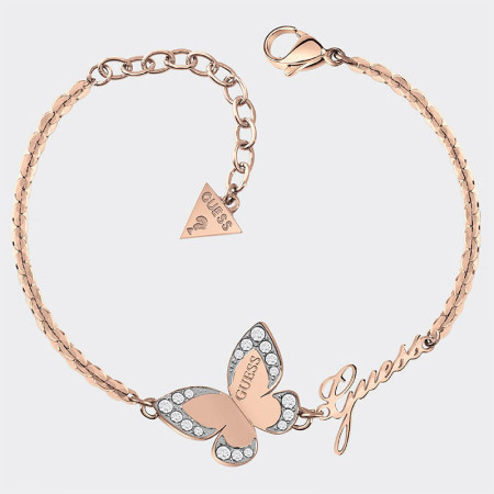 Ženska guess love butterfly roze zlatna narukvica od hirurškog Čelika ( ubb78051-s )