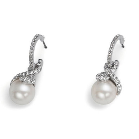 Ženske oliver weber pearl hoop rhodiumcrystal mindjuše sa belim swarowski perlama ( 22204 )