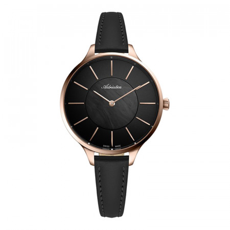 Ženski adriatica essence crni roze zlatni elegantni ručni sat sa crnim kožnim kaišem ( a3633.921mq ) - Img 1