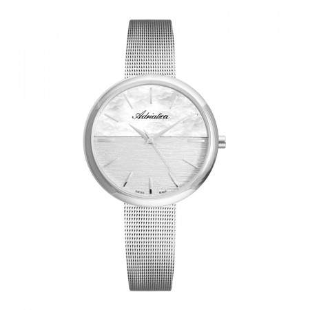 Ženski adriatica essence srebrni beli elegantni ručni sat sa srebrnim pancir kaišem ( a3525.5113q ) - Img 1