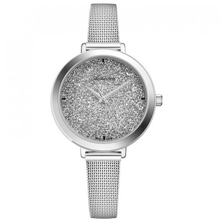 Ženski adriatica milano swarovski beli srebrni modni ručni sat sa srebnim pancir kaišem ( a3787.5113q )