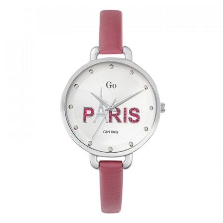 Ženski girl only paris roze modni ručni sat sa rozim kožnim kaišem ( 698802 ) - Img 1