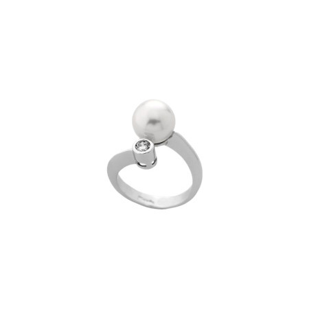 Ženski majorica classic beli biserni srebrni prsten 10mm 55-57 mm ( 09498.01.2 993.700.1 )