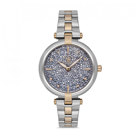 Ženski santa barbara polo unique sivi srebrni elegantni ručni sat sa bikolor metalnim kaišem ( sb.1.10114.5 ) - Img 1