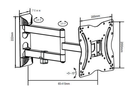 Alpha nosač za TV/17"-42"/ARM/LONG/NAGIB-15°do+5°/ROTACIJA 180°/VESA:200x200/do 30kg/7-42cm od zida ( Alpha Support TV Arm 17/42 long 0232