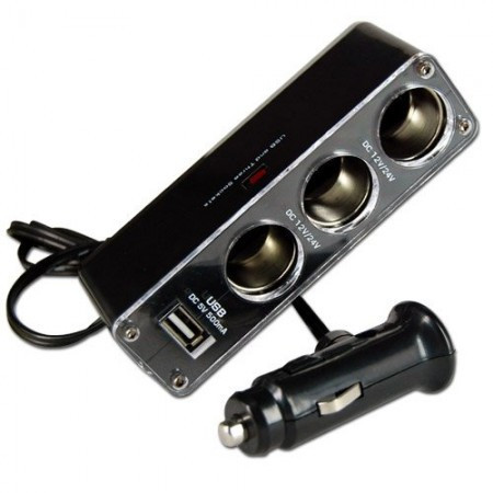 Auto punjač razdelnik 3 rupe + 1 USB CL-S2094 ( 01-626 )