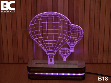 Black Cut 3D Lampa sa 8 različitih boja i daljinskim upravljačem - Cepelin ( B18 )