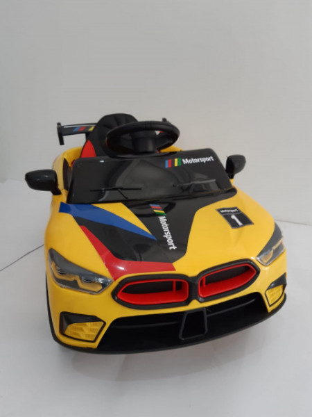 BMW MOTO SPORT - Žuti Auto na akumulator sa kožnim sedištem + funkcija ljuljanja - Img 1