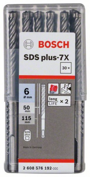 Bosch hamer burgija SDS plus-7X 6 x 50 x 115 mm, 1 komad ( 2608576192. ) - Img 1