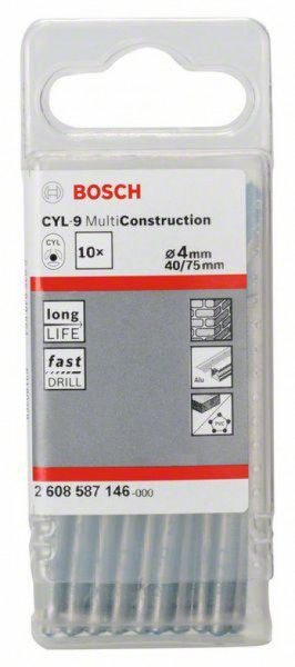 Bosch višenamenska burgija CYL-9 multi construction 4 x 40 x 75 mm, d 4 mm, 1 komad ( 2608587146. ) - Img 1