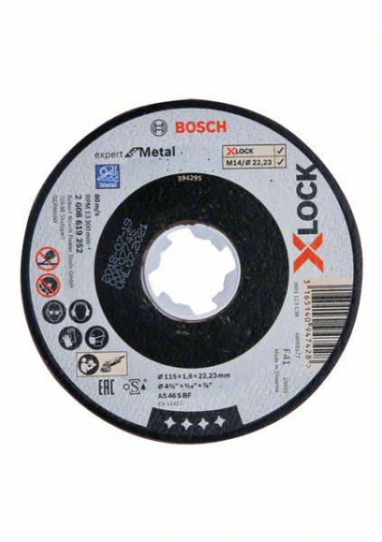 Bosch X-Lock expert for metal 115x1,6x22,23 za ravno sečenje AS 46 S BF, 115 mm, 1,6 mm ( 2608619252 ) - Img 1