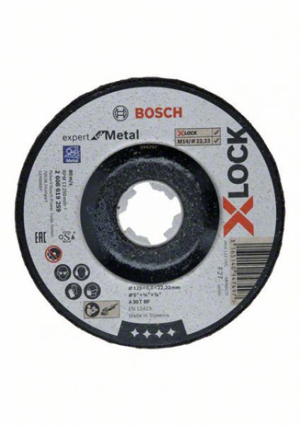 Bosch X-Lock expert for metal 125x6x22,23 za uvučeno brušenje A 30 T BF, 125 mm, 6,0 mm ( 2608619259 ) - Img 1