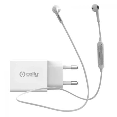 Celly punjač 18W USB-C + bluetooth slušalice bela ( 77024 )