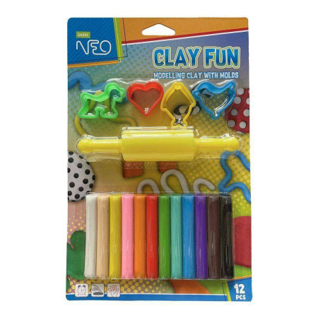 Clay fun, plastelin sa kalupima, blister, 12 boja, 180gr ( 115512 ) - Img 1