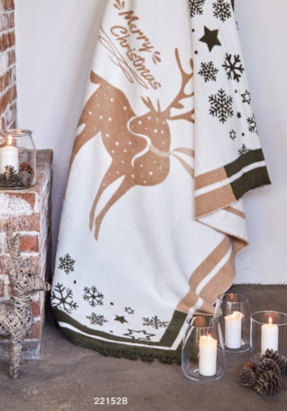 Dekordom Ćebe cotton christmas 150x200 - 22152-b - raindeer gold ( 023774 )