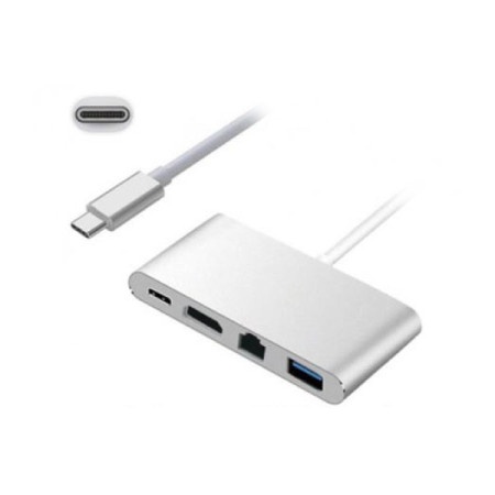 E-green Adapter usb(c)-hdmi+lan+usb3+usb(c) silver ( 50883 )