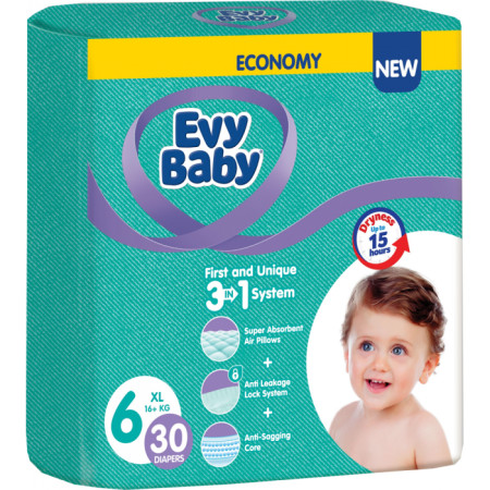 Evy baby pelene twin 6 xl 15-30kg 30kom 3 u 1 ( A054567 )