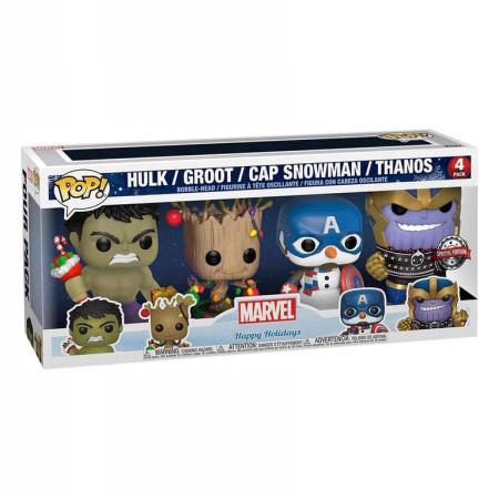 Funko POP! Marvel: Holiday Bobble Head Hulk / Groot / Cap Snowman / Thanos 4PK ( 060371 )