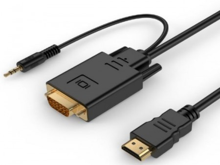 Gembird HDMI to VGA and audio adapter cable, single port, 3m, black ( A-HDMI-VGA-03-10 )