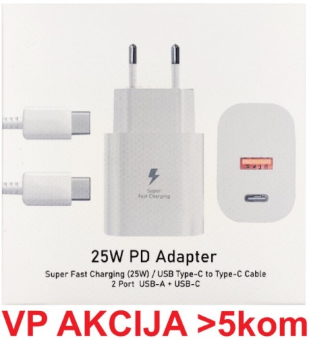 Gembird NPA-AC44 QC3.0 brzi punjac USB+Type C konektor,25W DC 5V/3A ili 9V/2,77A (679)