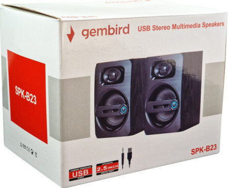Gembird SPK-B23 stereo zvucnici black wood, 2.5 inch, 6W RMS (2 x 3W) USB pwr, volume control, 3,5mm