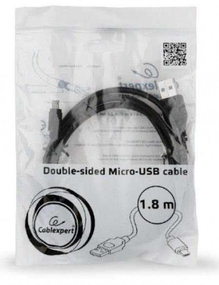 Gembird USB 2.0 AM to double-sided micro-USB cable, black, 1,8m CC-USB2-AMmDM-6