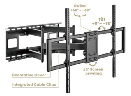 Gembird WM-120ST-01 TV nosac rotate/tilt 60-120 VESA 90x60cm, max 120kg, drzac