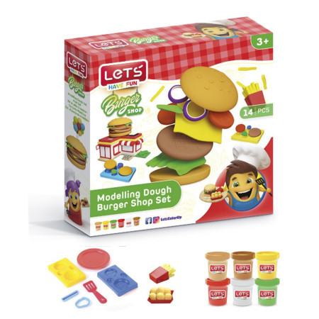 Hamburger set sa 8 modli, masa za modelovanje 6 boja x 56 grama ( 7-L9003 )