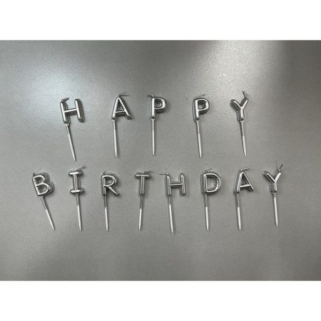 Happy stick, svećice, srebrna, Happy birthday ( 710106 )-1