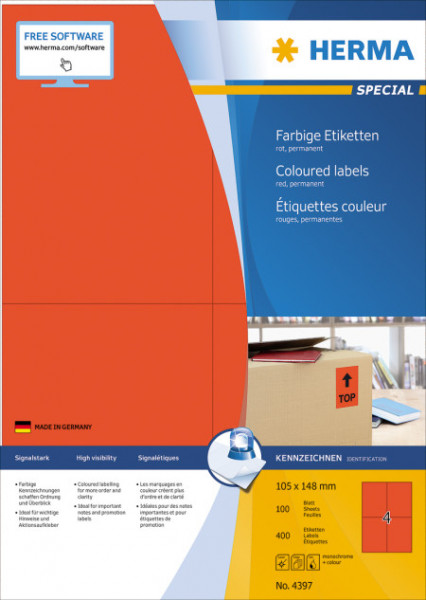 Herma etikete 105X148 A4/4 1/100 crvena ( 02H4397 )