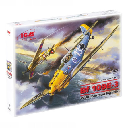 ICM Model Kit Aircraft - Messerschmitt Bf 109E-3 WWII German Fighter 1:72 ( 060903 )  - Img 1