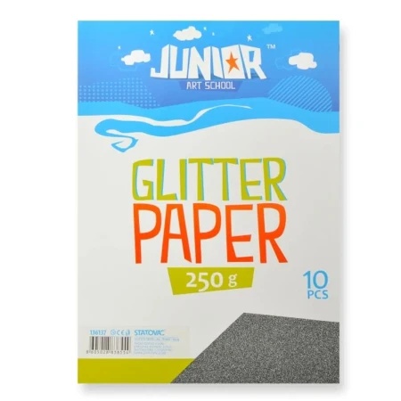 Junior jolly glitter paper papir sa šljokicama a4 250g 10k - odaberite nijansu crna ( 136137 )