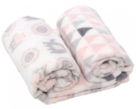 Kikka Boo Gift set Coral fleece ćebence Pink owls ( 31103020037 ) - Img 1
