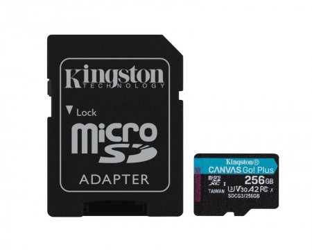 Kingston 256GB U3 V30 microSDXC Canvas Go Plus 170R A2 + adapter SDCG3/256GB