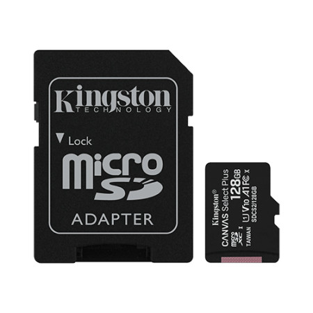 Kingston MicroSD 128GB, canvas go! plus, class 10 UHS-I U1 V10 A1, w/SD adapter ( SDCS2/128GB )