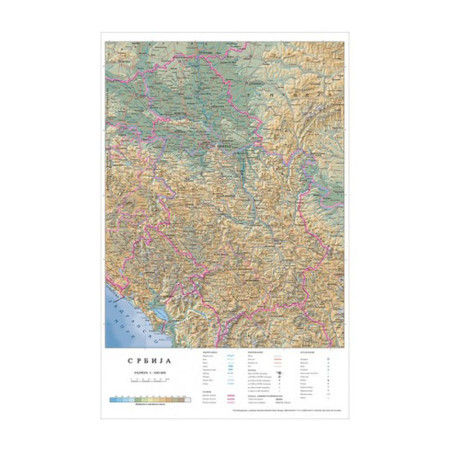 Kort, fizičko geografska karta, u listu, Srbija ( 100024 ) - Img 1